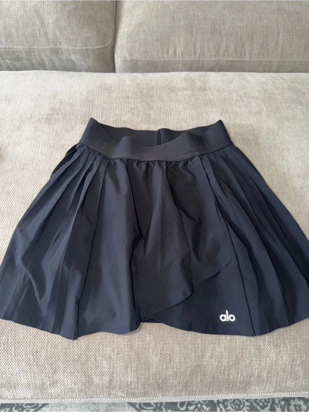 ALO Yoga Black Pleated Skater Skirt with Built-In Short